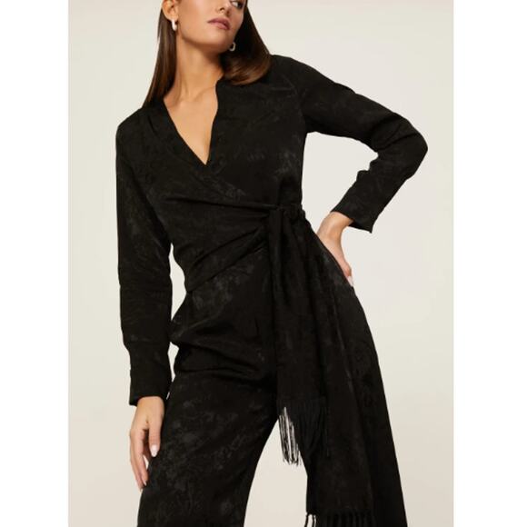 JONATHAN SIMKHAI X RTR Black Julia Wrapped One-Piece Jumpsuit Size 6 - Picture 4 of 7